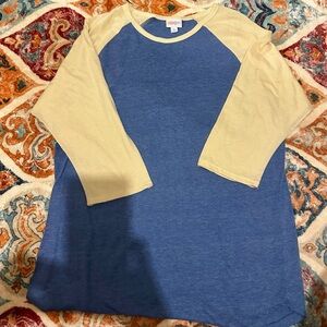 LuLaRoe Blue and Yellow Long Sleeve Tee